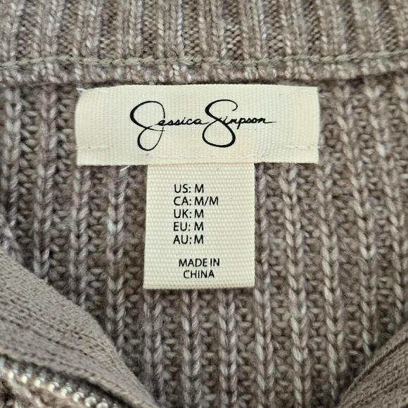 Jessica Simpson Khaki Cropped Sweater Women's Size Medium - Picture 2 of 8